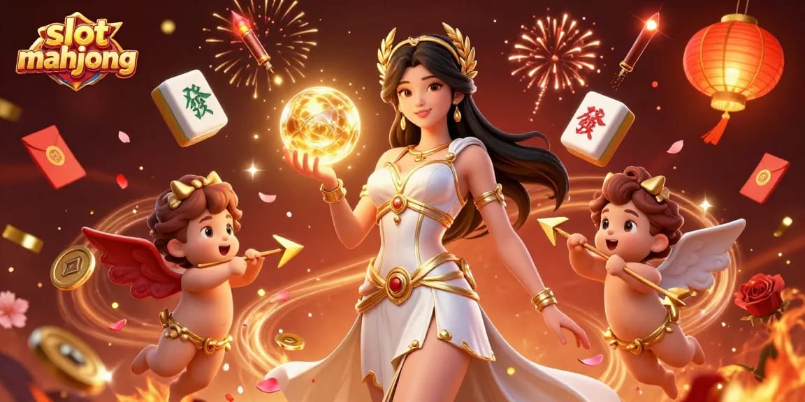 Experience the thrill of slot mahjong with enchanting characters and vibrant casino elements in a stunning 3D illustration.
