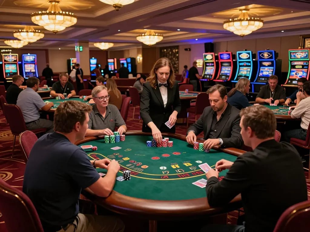 Players at the blackjack tables enjoying strategic gameplay in a vibrant casinosscope casino atmosphere