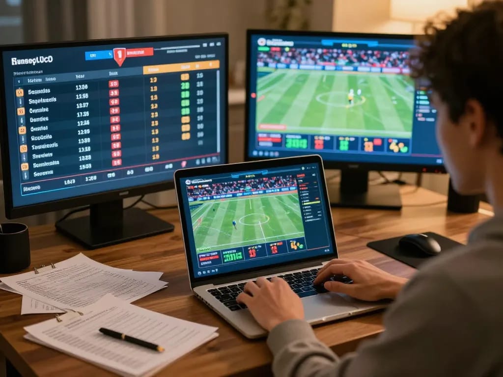 Engaging moment at ok365 com with a user betting on live sports from home.