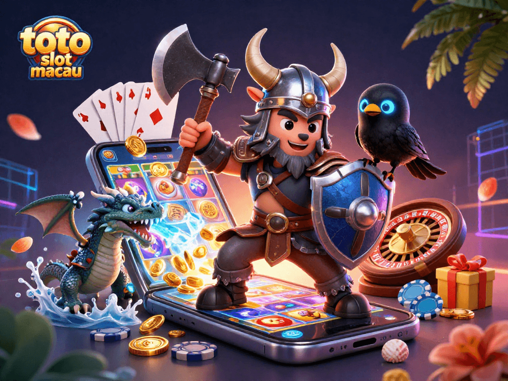 Engage with the thrilling world of toto slot macau as a Viking wolf warrior battles alongside a dragon amid an explosion of slot games.