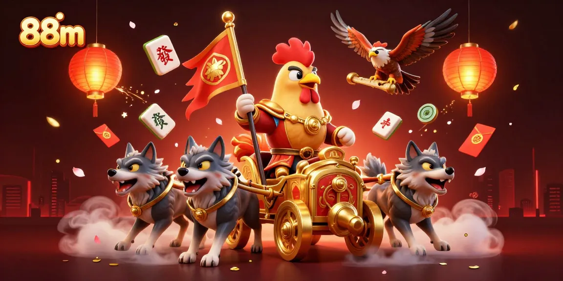 Experience thrilling victories at 88m with a vibrant 3D casino illustration featuring exciting gaming elements.