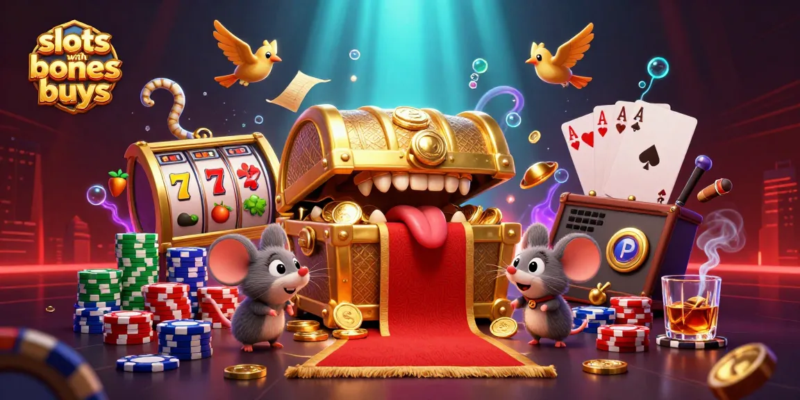 Get ready for action with slots with bonus buys featuring a golden treasure chest and vibrant casino elements.