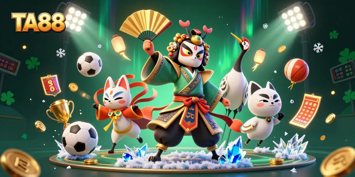 Engage in thrilling betting fun with TA88, featuring kabuki warriors and dynamic sports elements.