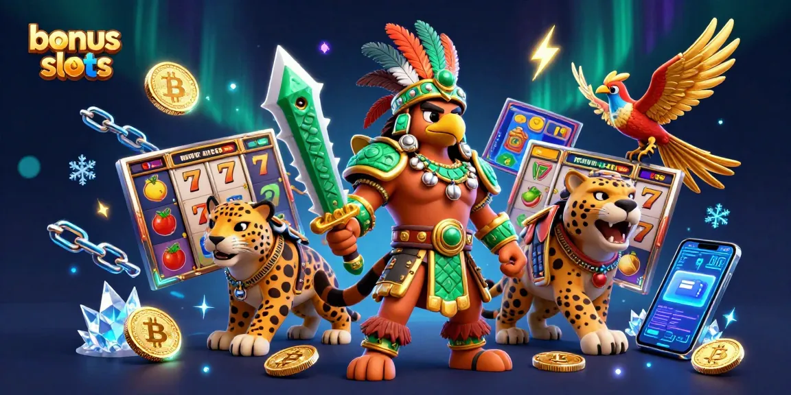 Experience thrilling bonus buy slots action with an Aztec warrior and dynamic casino elements.