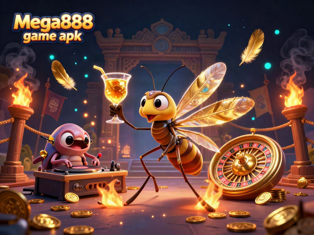 Experience the thrill of mega888 game apk with a vibrant casino scene featuring dynamic characters and elements.