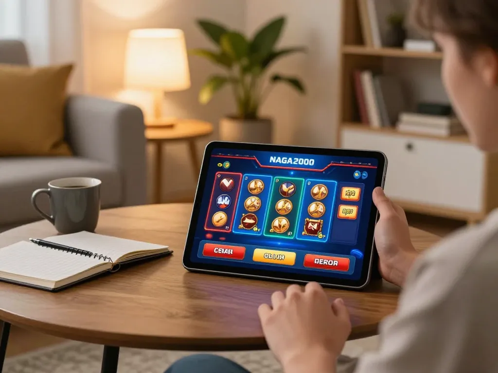 NAGA2000 SLOT online gaming session showcasing interactive gameplay with warm ambiance.