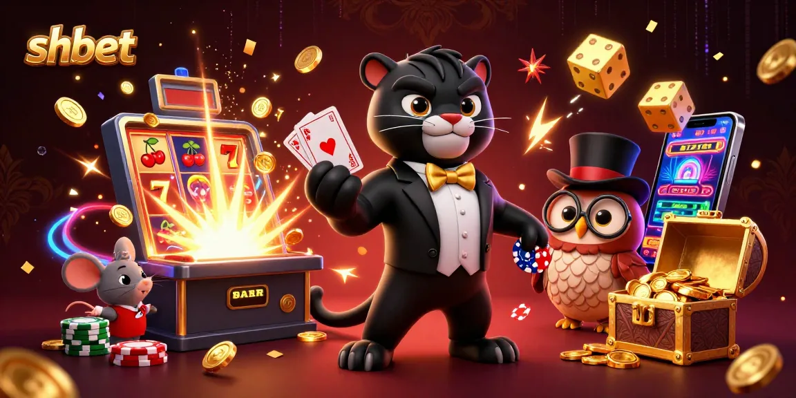 Experience exciting shbet gaming moments with vivid slot machines and fun characters in a dynamic 3D illustration.