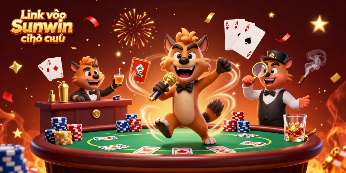 Unleash excitement at Link vào Sunwin chính thức with a lively comedy casino club scene featuring hyenas and poker elements.