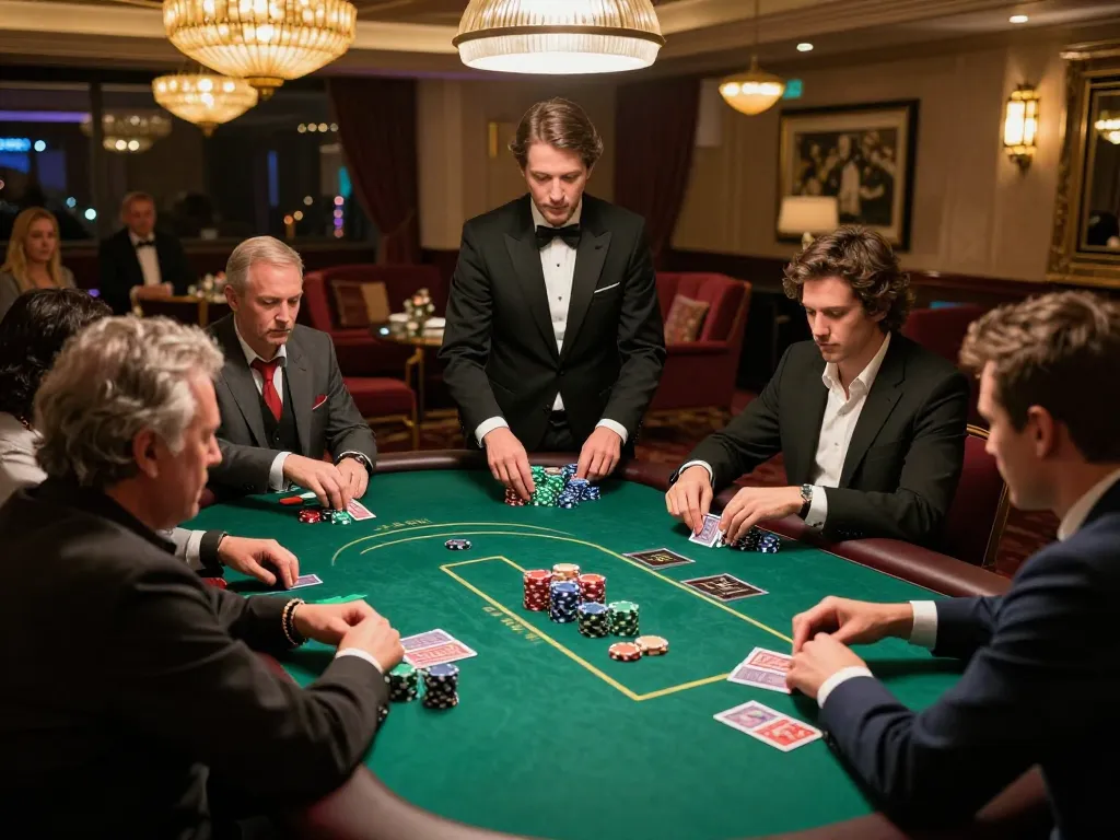 Experience the excitement of a high-stakes poker game at the casino featuring m118 players strategizing their bets.