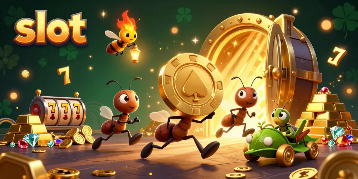 Experience thrilling slot action as a team of ants heist a giant poker chip in a jewel-filled vault.