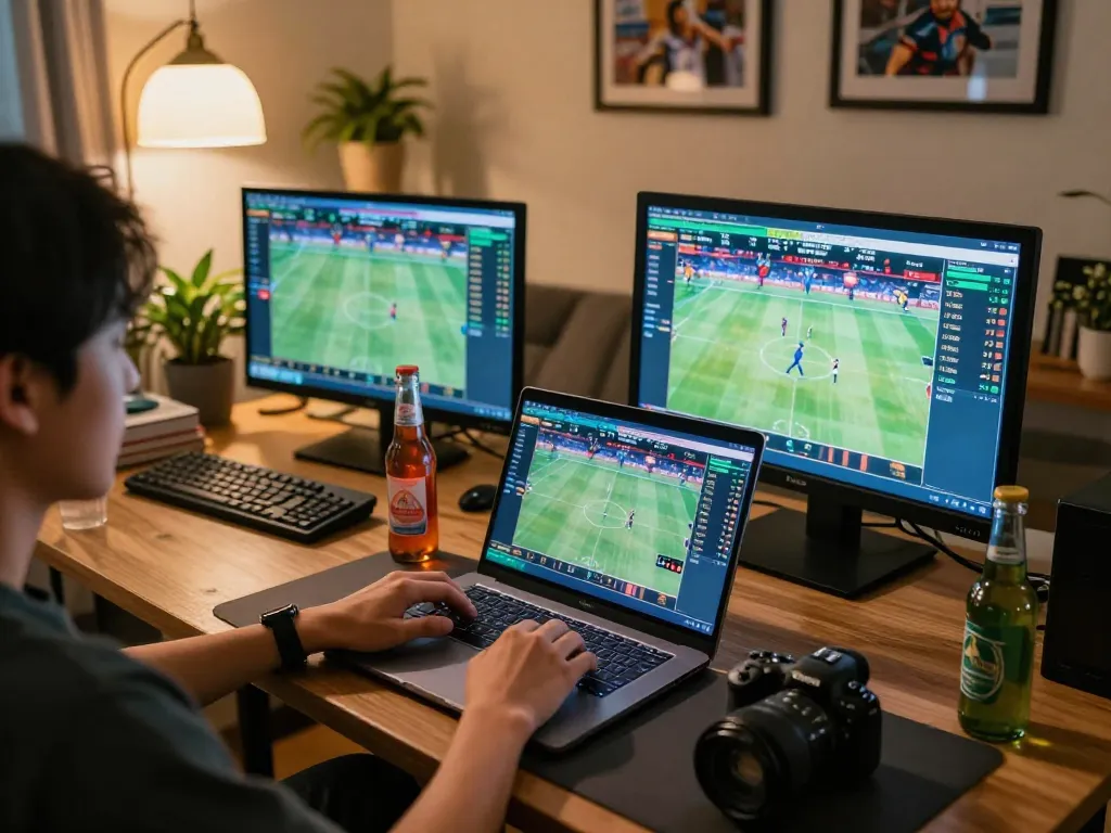 Engaged user placing bets on bong88 sports app at home, showcasing live odds and gaming atmosphere