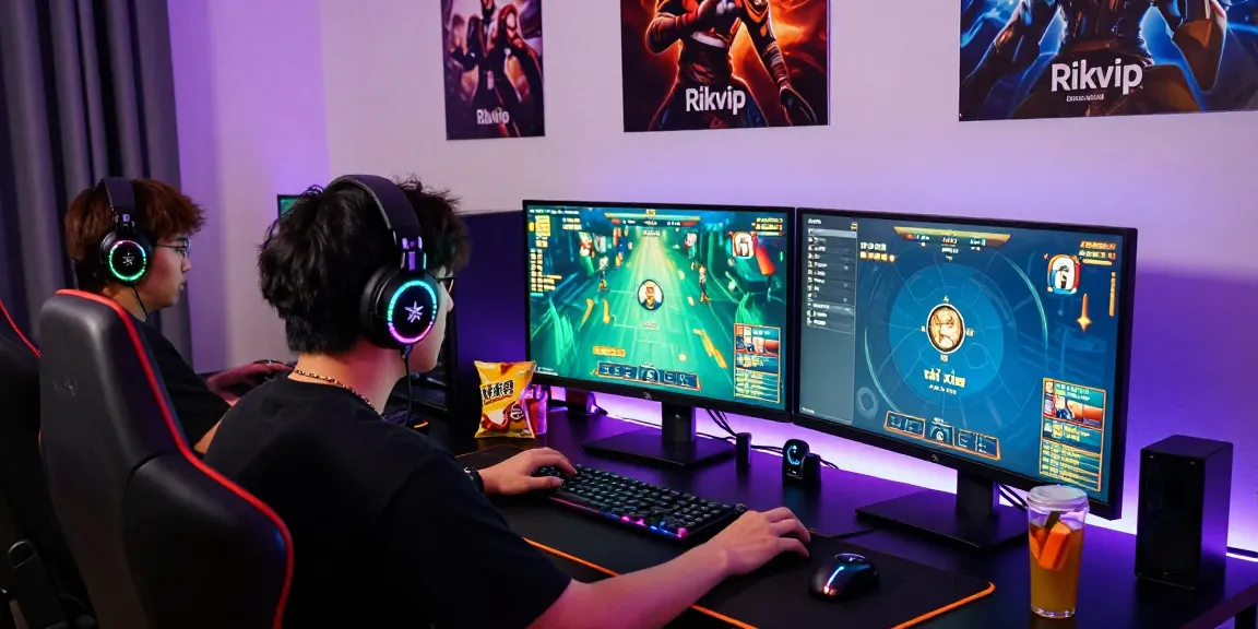 Engaged player enjoying a thrilling game on the Rikvip platform with vibrant graphics and a cozy gaming setup.