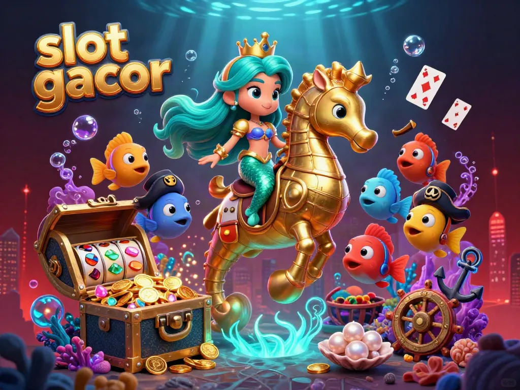 Experience the excitement of slot gacor with a vibrant underwater adventure featuring mermaids, seahorses, and treasure.