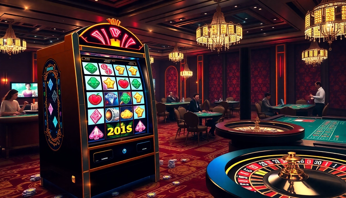Experience the thrill of winning at KtPJiTu login, featuring dynamic slot machines and excited players.