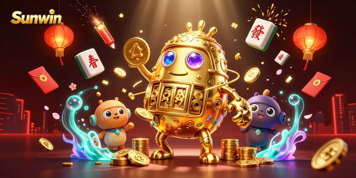 Join the fun with Sunwin’s animated golem and vibrant game elements in this thrilling casino scene.