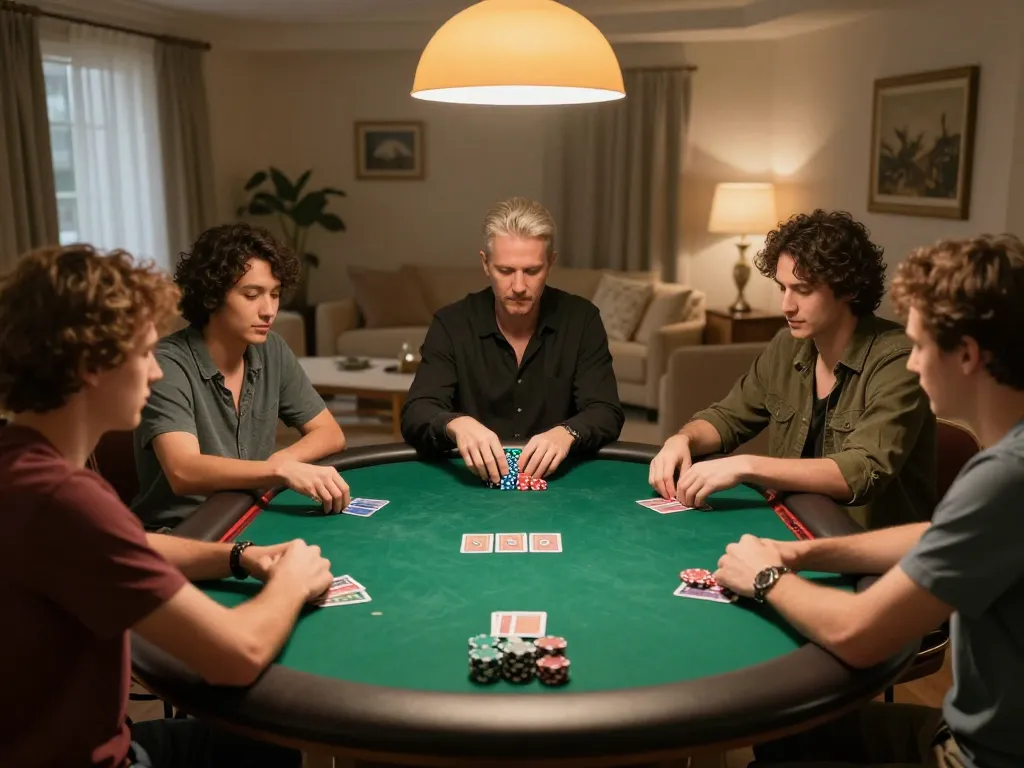 Alev casino kumar game night featuring engaged players at a home poker table.