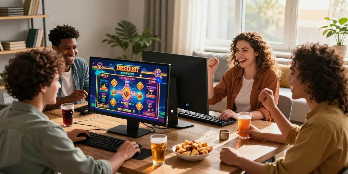 Group enjoying credit card gaming at home with https://crownwoods.org.uk on screen.