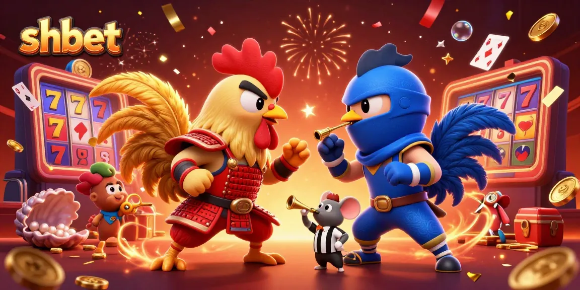 Engage in thrilling combat between roosters in samurai and ninja style while enjoying shbet casino games.
