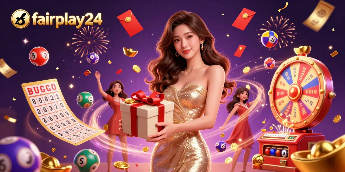 Bet and win with fairplay24 in a festive casino scene showcasing vibrant elements.