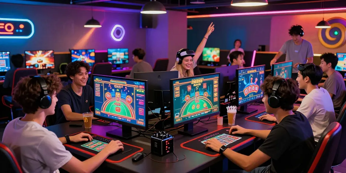 Group of friends enjoying the 68gamebai online gaming experience with vibrant screens.