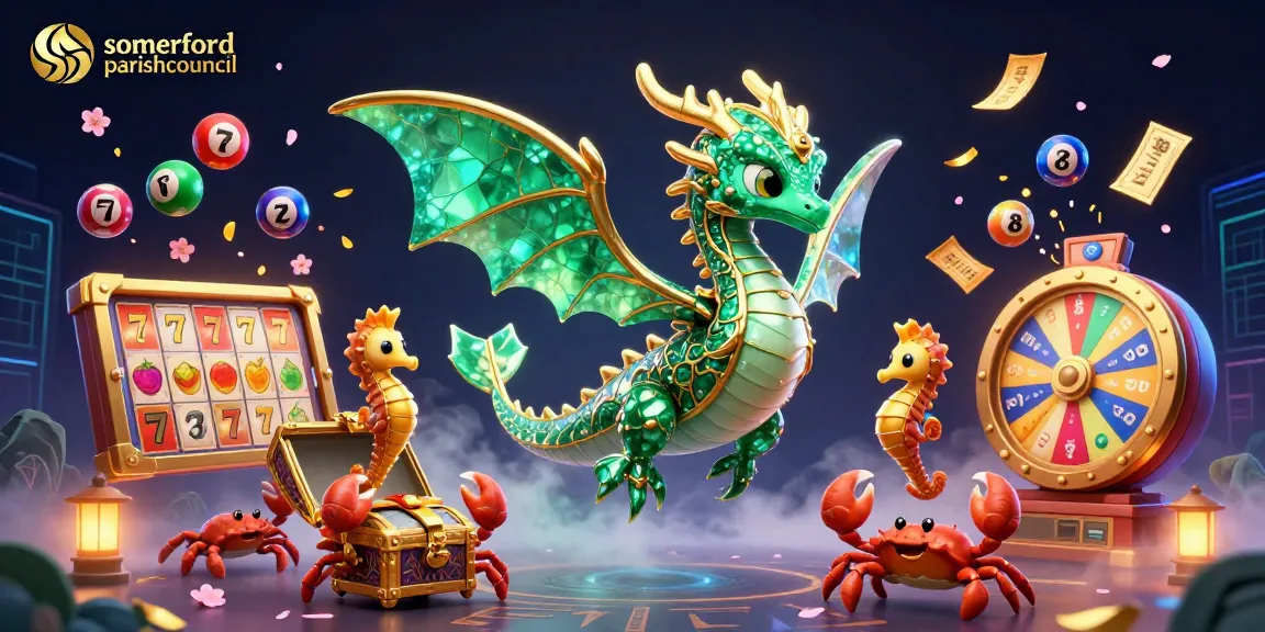 Experience the thrilling ambiance of somerfordparishcouncil's casino world with vibrant lottery balls and slot elements.