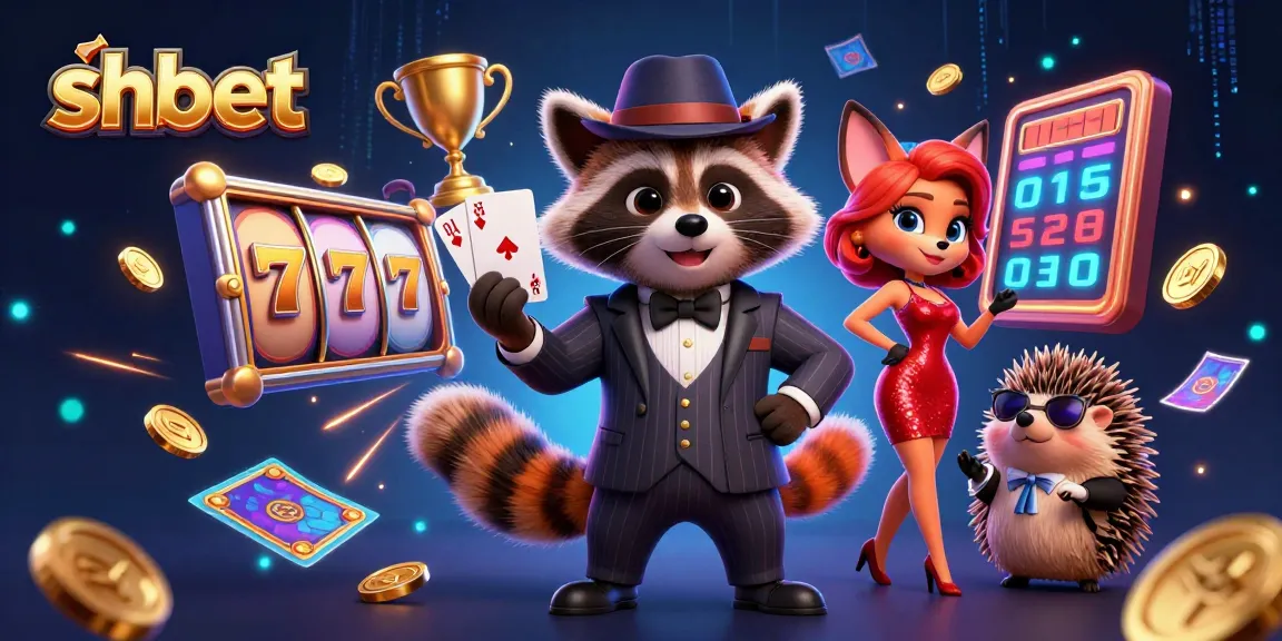 Experience dynamic slots action at shbet with a raccoon in a suit and glamorous friends.