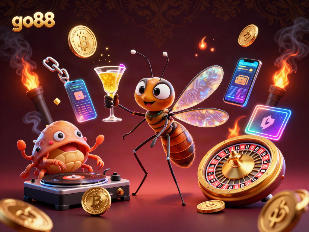 Experience go88's thrilling casino atmosphere with unique characters and vibrant gaming elements.