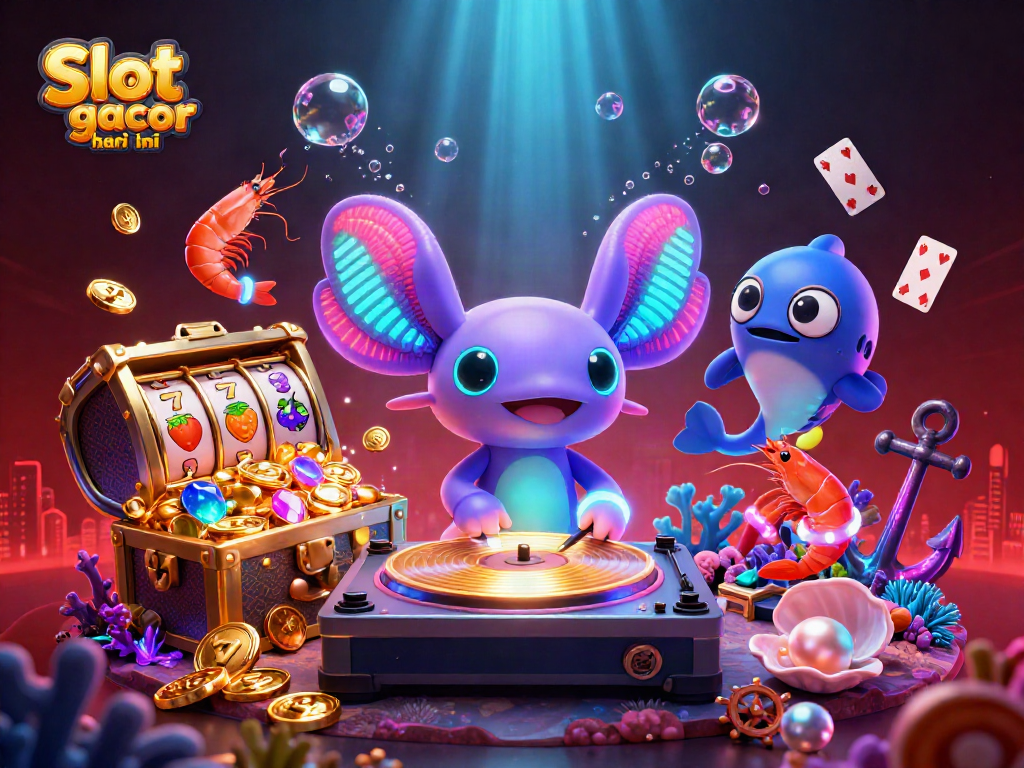 Experience the thrill of Slot gacor hari ini with vibrant underwater gambling-themed art.