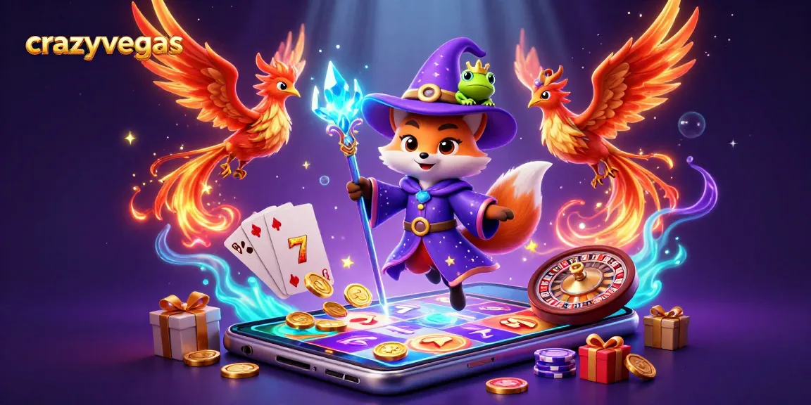Join crazyvegas for exhilarating wins with the wizard fox, phoenix, and vibrant gaming elements.