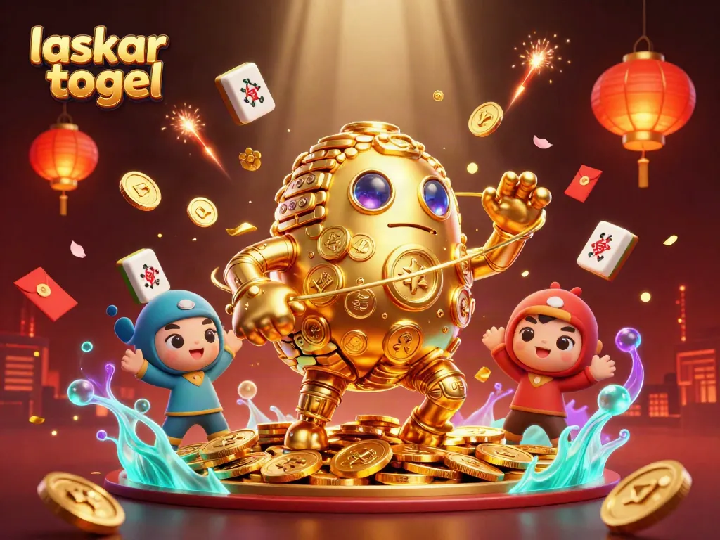 Experience thrilling adventures with laskar togel's golden golem amidst vibrant casino elements in this dynamic scene.