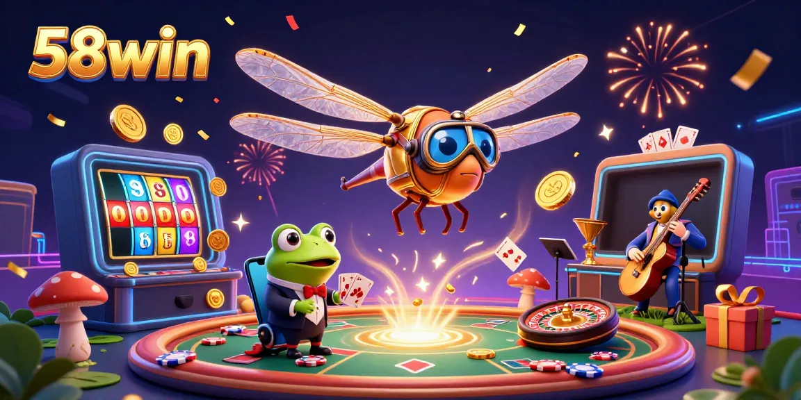 Experience excitement at 58win with a lively dragonfly casino scene showcasing vibrant games.