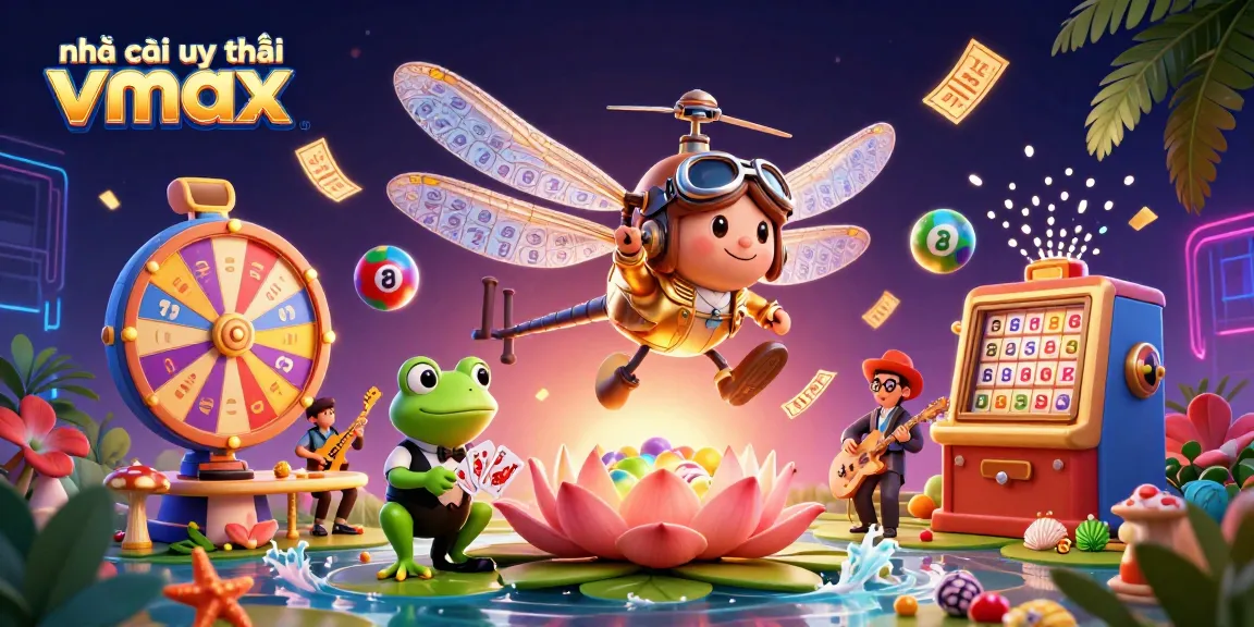 Experience thrilling gaming excitement with nhà cái uy tín Vmax at the lily pad casino, featuring vibrant characters and dynamic elements.