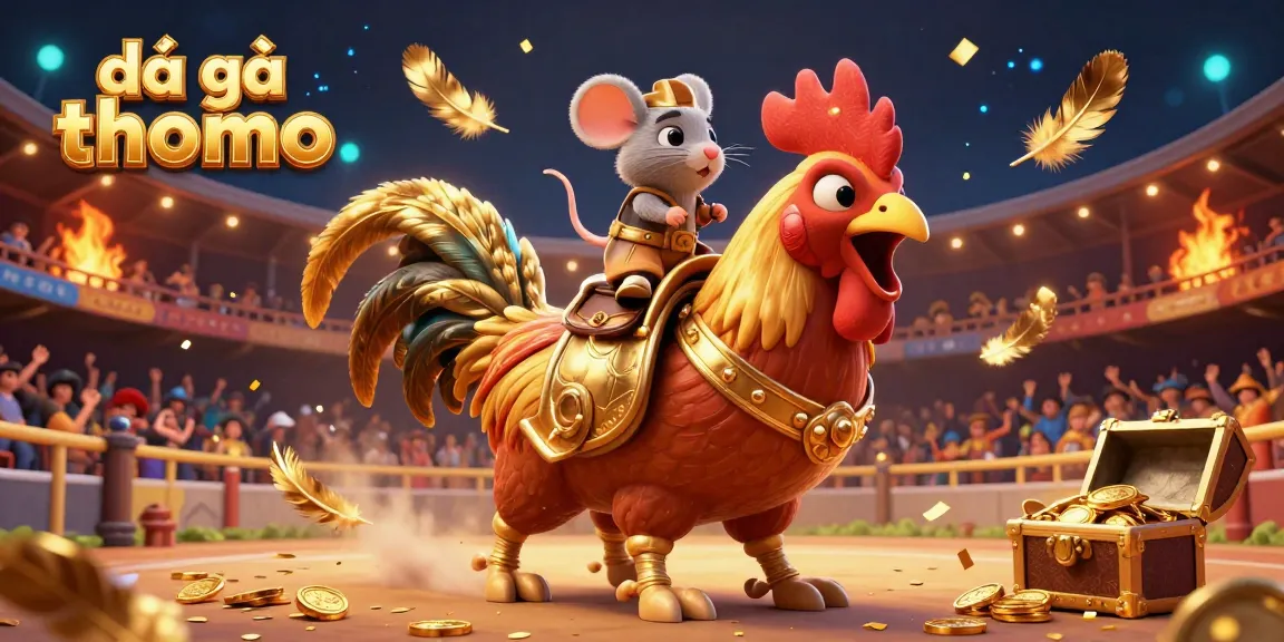 Engage in thrilling đá gà thomo action with this vibrant illustration of a warrior chimera in a cockfighting arena full of excitement.