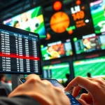 Engaging online betting scene with dynamic sports visuals and live odds display.