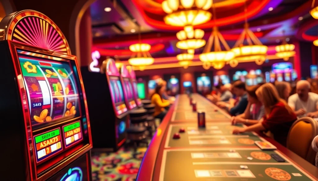 Engage with thrilling Casino games in a vibrant setting full of excitement and players.