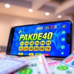 Menggambarkan PAKDE4D game dengan interface menarik dan tiket lotere berwarna.