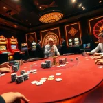 Experience high-stakes gaming at go88, featuring vibrant poker tables and enthusiastic players.