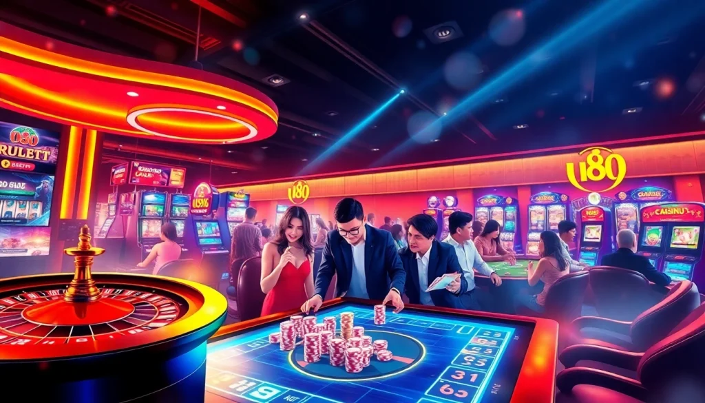 Engaging players at u888 online casino with an interactive digital gaming environment filled with vibrant colors.