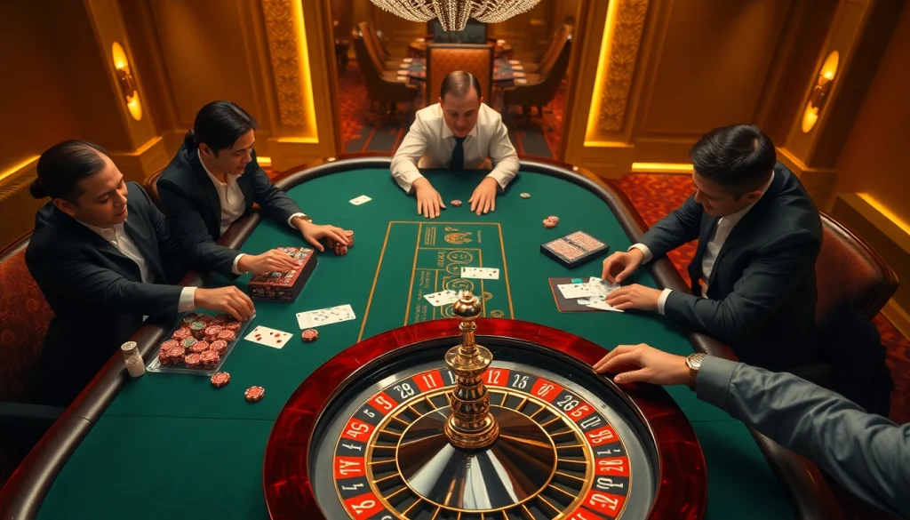 Experience thrilling gameplay at the rikvip casino with luxury cards, chips, and roulette.