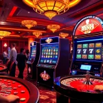 Players enjoying the excitement of the MK8 slot machine at a luxurious casino.