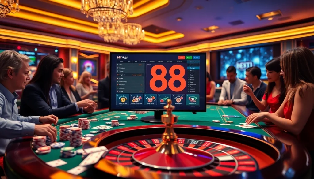 Players engage in thrilling casino games at 88i's vibrant online platform, showcasing excitement and professionalism.