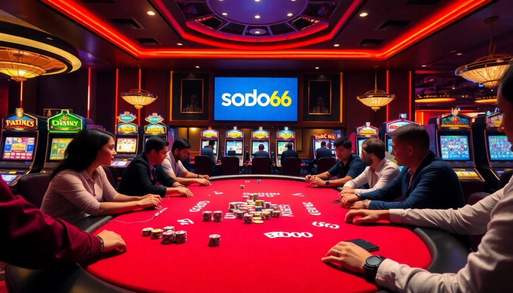 Experience the thrill of SODO66 at a luxurious casino poker table.