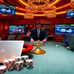 Experience the excitement of gambling at https://xx88.today/ with a luxurious online casino scene showcasing virtual games and players.