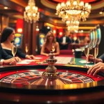 Experience high stakes gambling action at https://thabet.vegas/ with excited players at a roulette table.