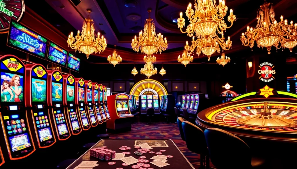Players experiencing thrilling slot action in a luxurious casino setting.