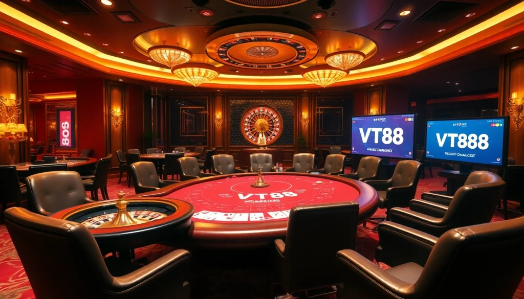 Experience thrilling gameplay at Vt88 nhà cái with vibrant casino tables and exciting poker action.