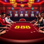 Playing thrilling poker at the Man88 themed casino table, showcasing excitement and luxury.